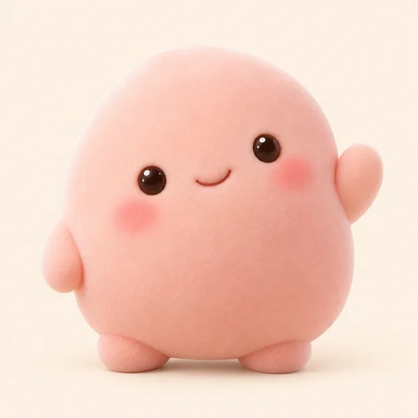 손을 흔드는 말랑이 놀이터의 실제 시작 화면 마스코트